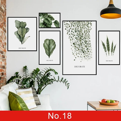 Nordic Green Leaf Weed Wall Sticker