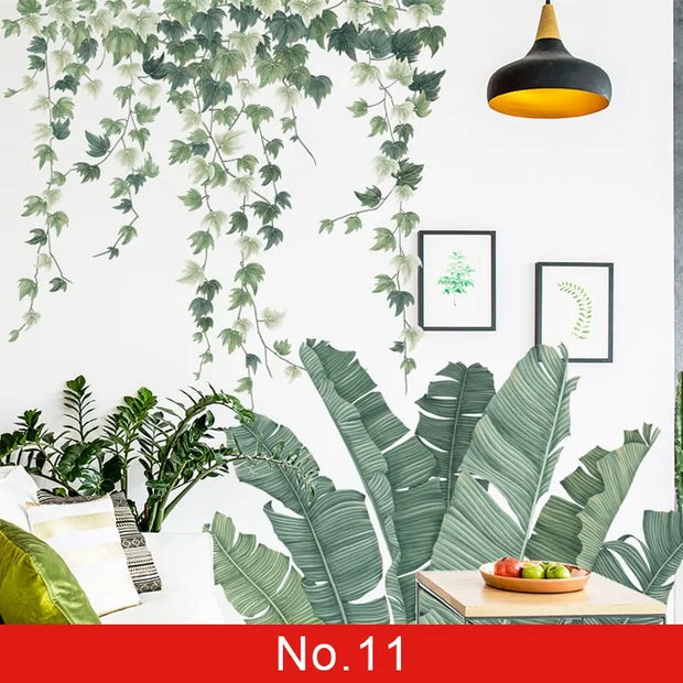 Nordic Green Leaf Weed Wall Sticker