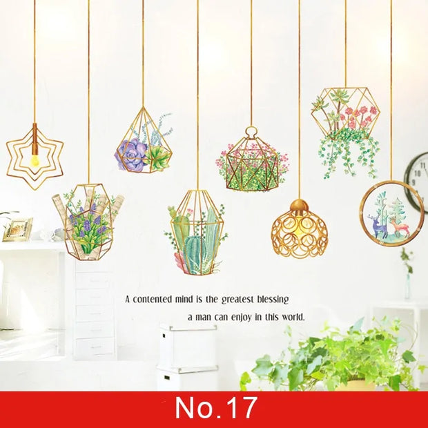 Nordic Green Leaf Weed Wall Sticker